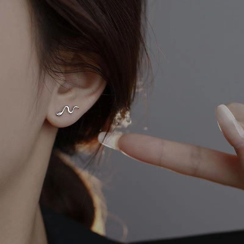 Jewelry × Sterling Silver Snake Vibe Earrings One Pairs Chrome Jewelry Size ONE SIZE - 5 Thumbnail