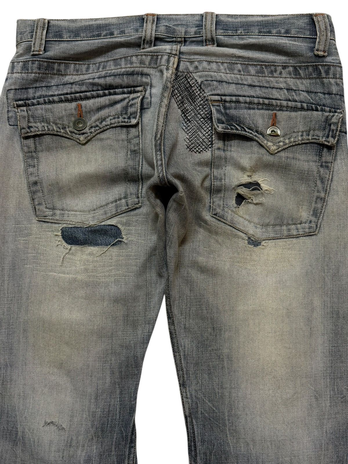 Kapital Vintage Y2K Japanese Faded Thunder Wash Distressed Flare Size US 34 / EU 50 - 4 Thumbnail