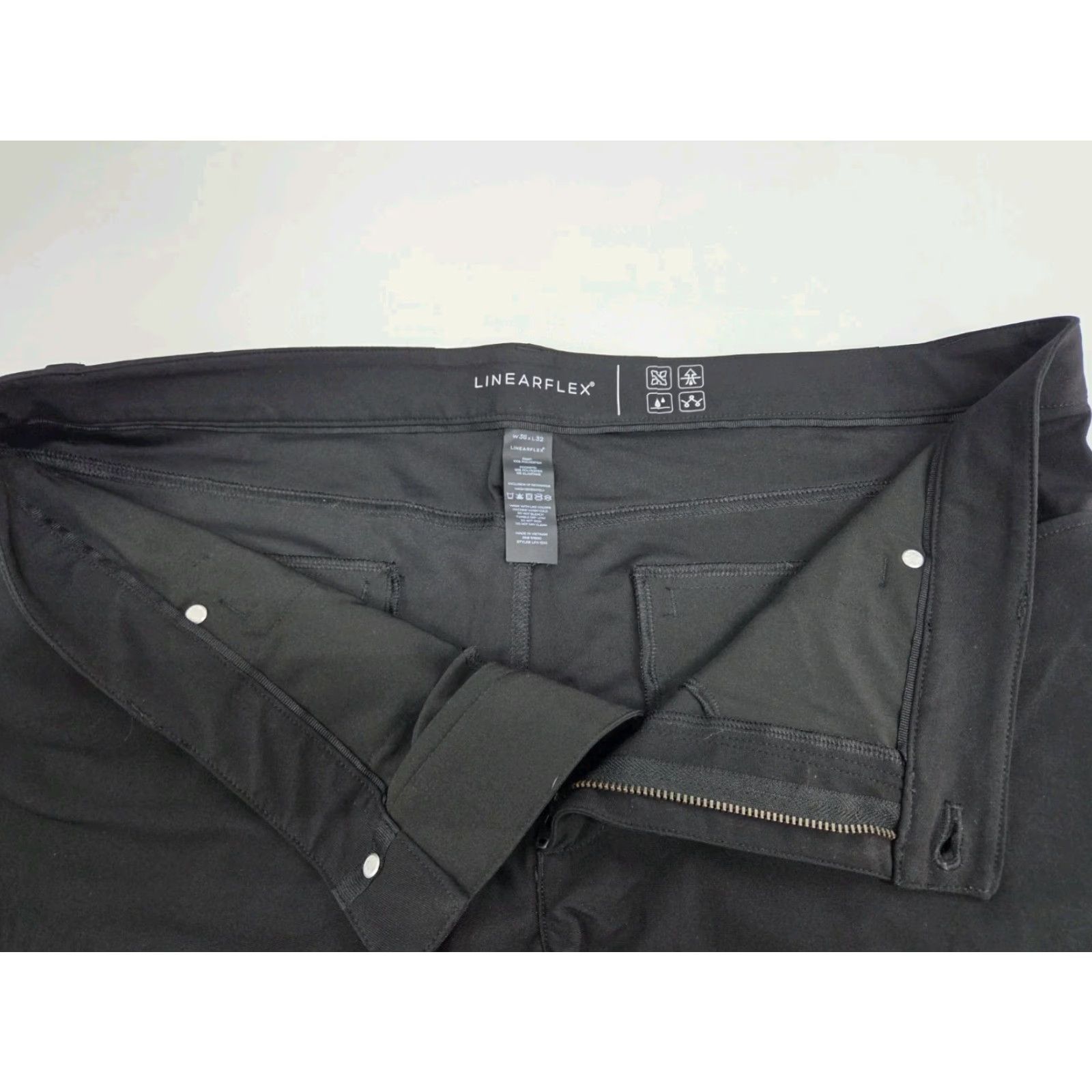 Vintage LINEARFLEX Men's Pants Black Zip Back Front Pocket 38/32 Chino Straight Slim? No, keep. (No extra) Size US 38 / EU 54 - 4 Thumbnail