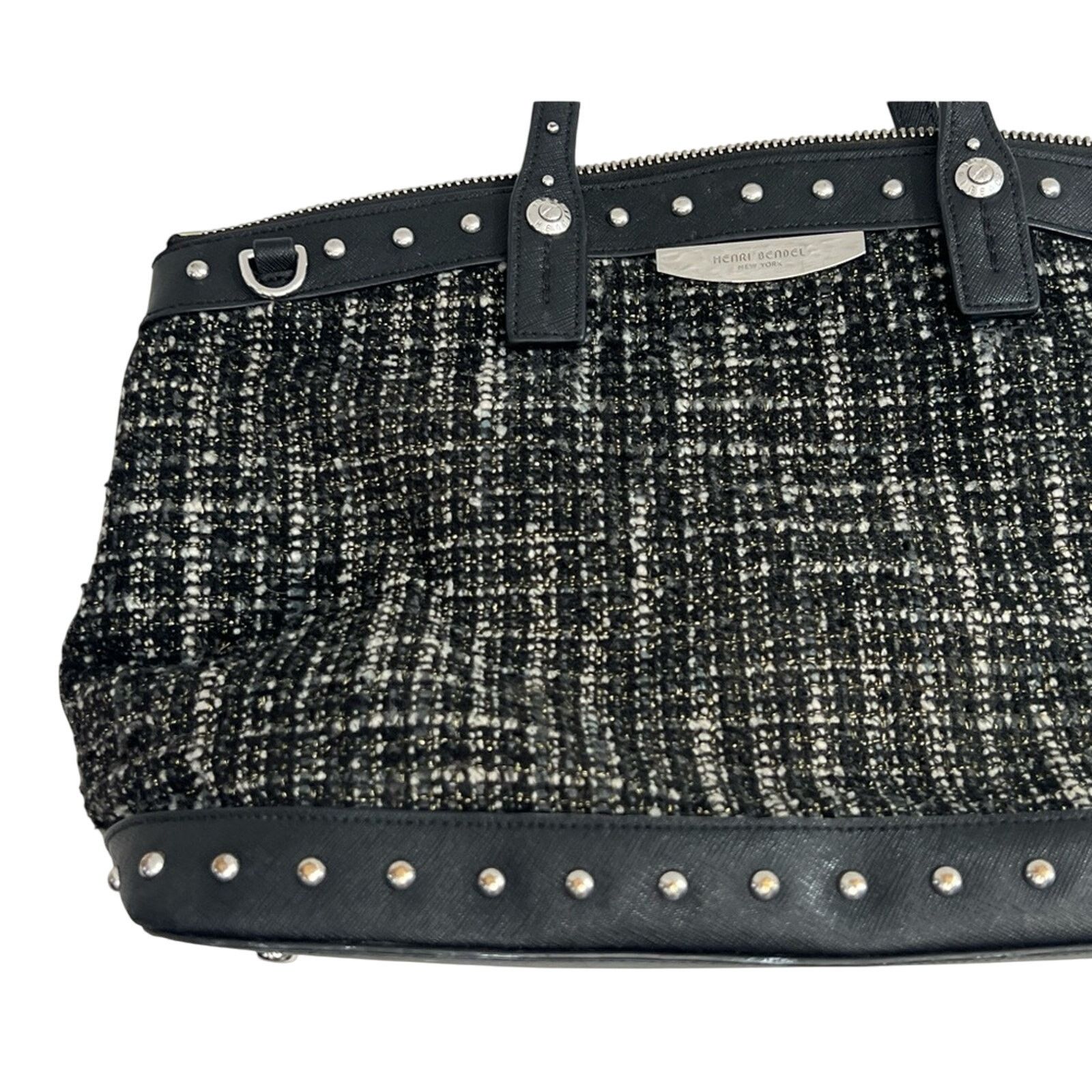 Henri Bendel Henri Bendel Black & White Fabric & Leather Bag Pearl Accent Size ONE SIZE - 3 Thumbnail