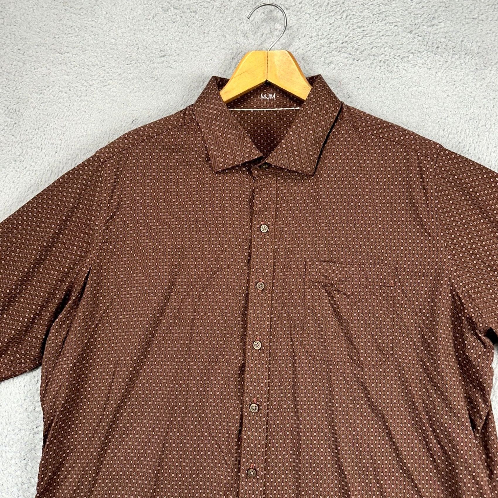 Vintage J. Hilburn Mens Shirt Button Up 2XL Brown Geometric Long Sleeve Casual Pocket Size US XXL / EU 58 / 5 - 2 Thumbnail