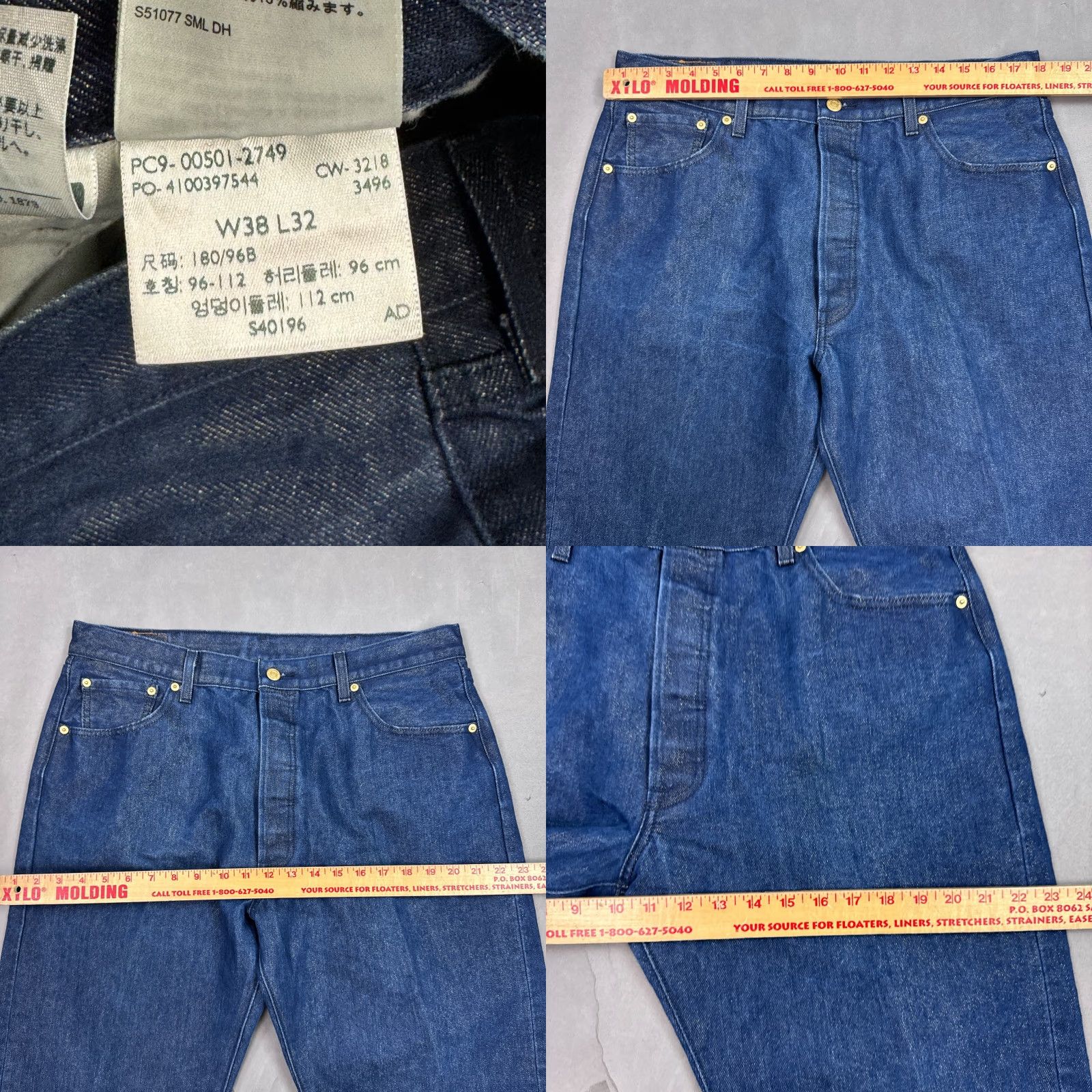 Levi's Levis 501 Jeans Mens 36x30 Blue Gold Metallic Denim Pants Button Fly Tag38x32 Size US 38 / EU 54 - 9 Thumbnail