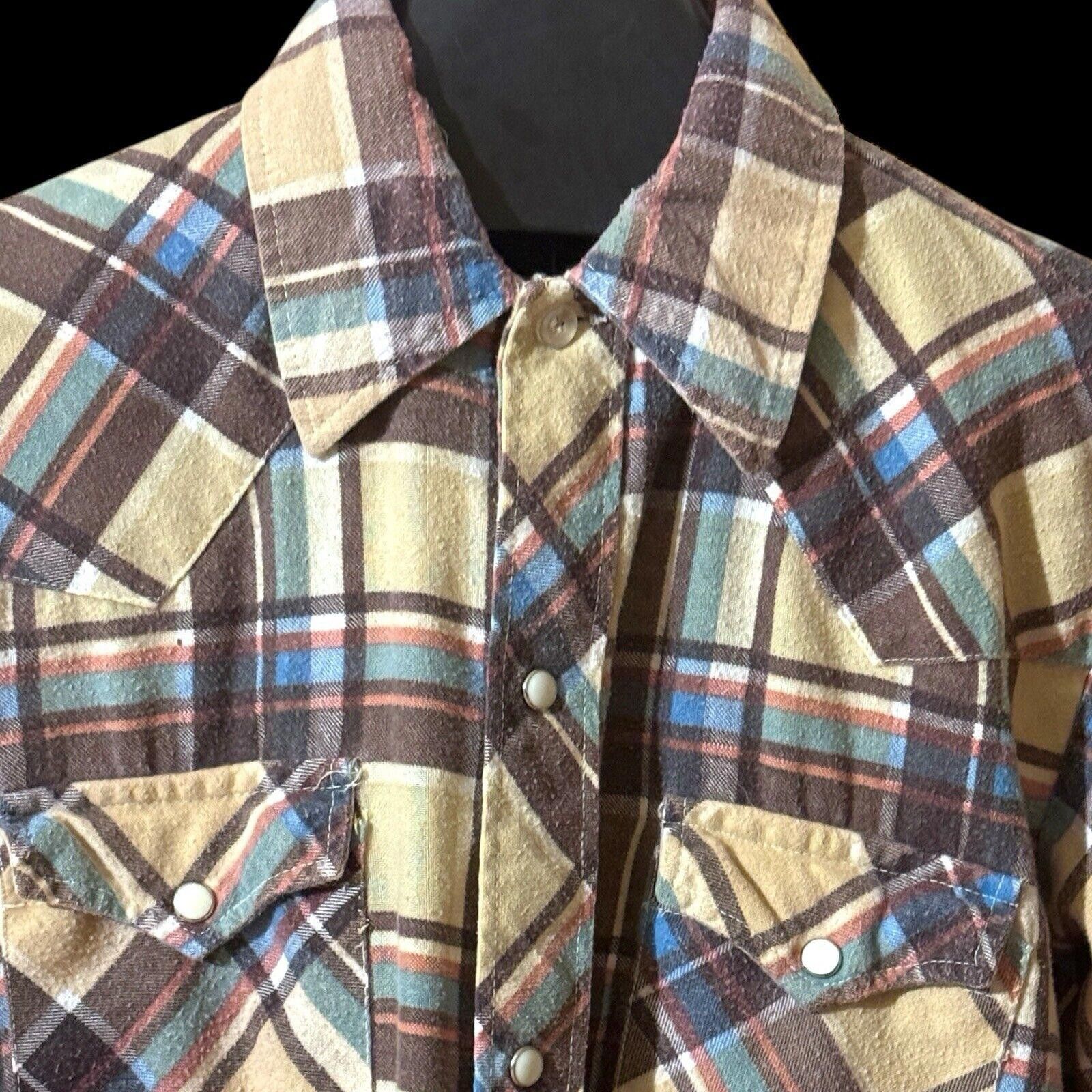 Designer Vtg Buffalo Bill Western Pearl Snap Brown Flannel Shirt M Size US M / EU 48-50 / 2 - 2 Thumbnail
