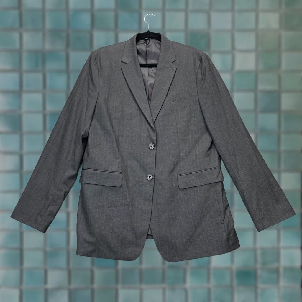 Banana Republic Banana Republic Jacket Mens 42L Gray Blazer Coat Striped Notch Lapel Single-Breasted 2-Button Formal Size 42R - 1 Thumbnail