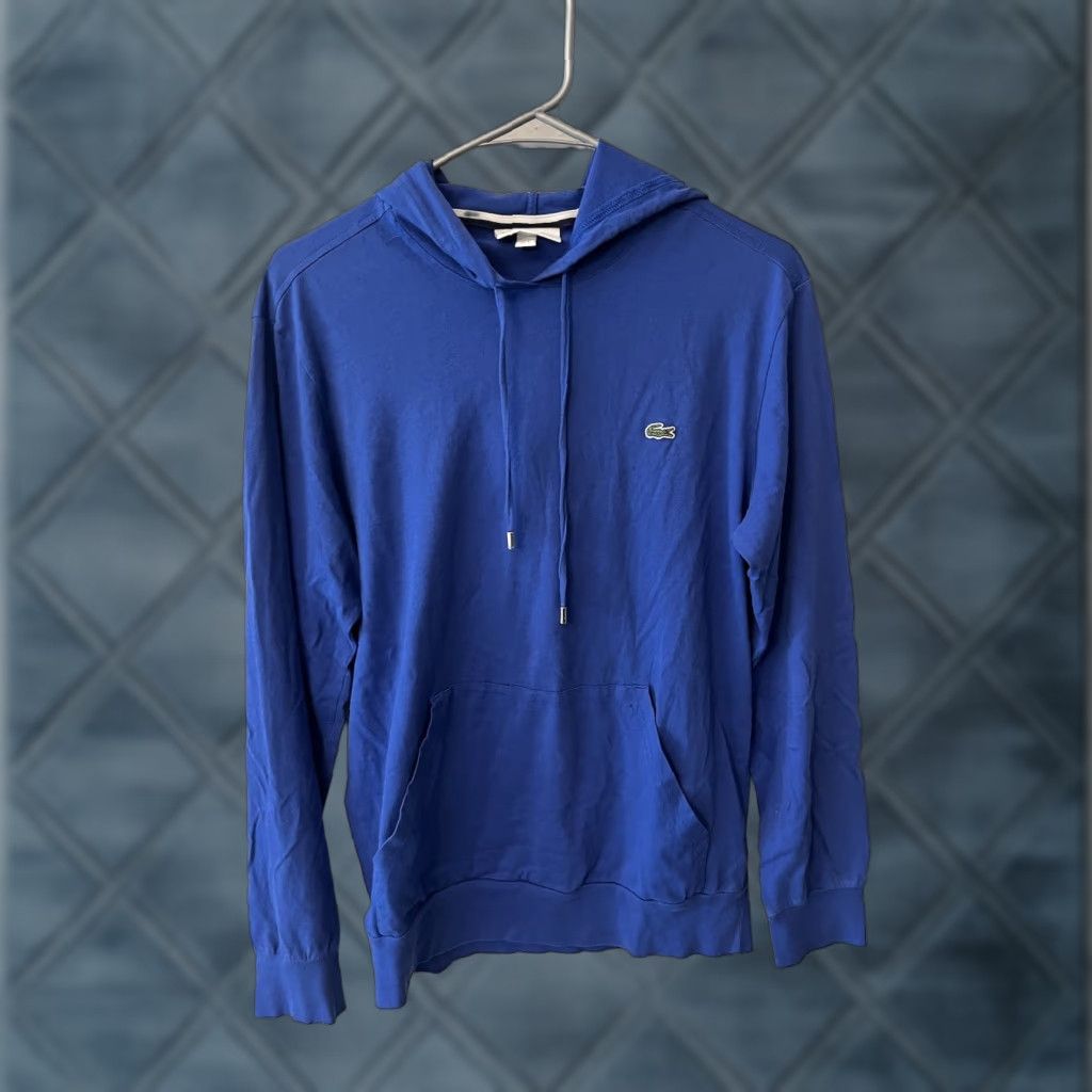 Lacoste Lacoste Mens Hoodie T-Shirt Blue Long Sleeve Lightweight Pullover Casual Crew Neck Knit Cotton Regular S Small Size US S / EU 44-46 / 1 - 1 Thumbnail