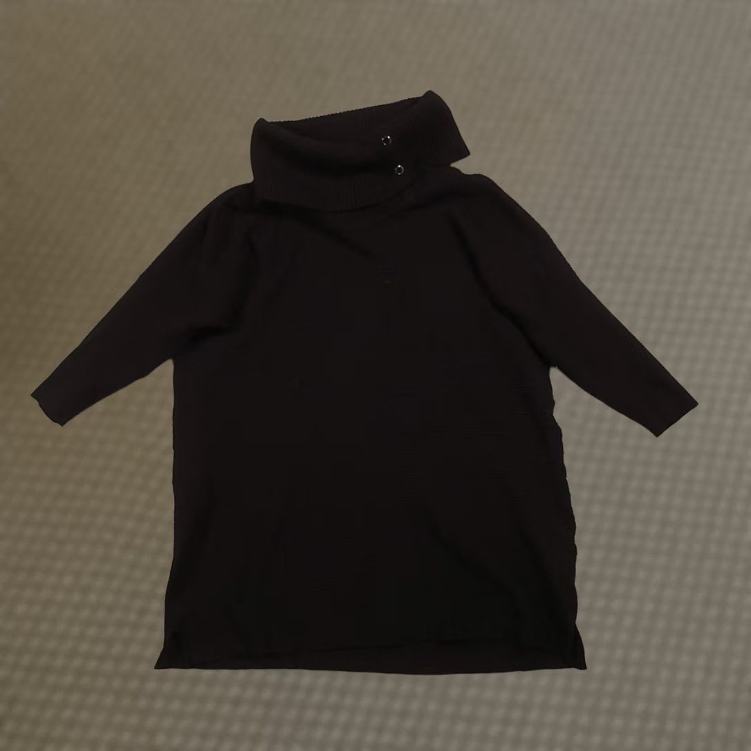 White House Black Market VINTAGE? White House Black Market Size S Sweater WHBM Snap Side Turtleneck Wool Ladies Pullover Black 90s City Classic Size S / US 4 / IT 40 - 1 Thumbnail