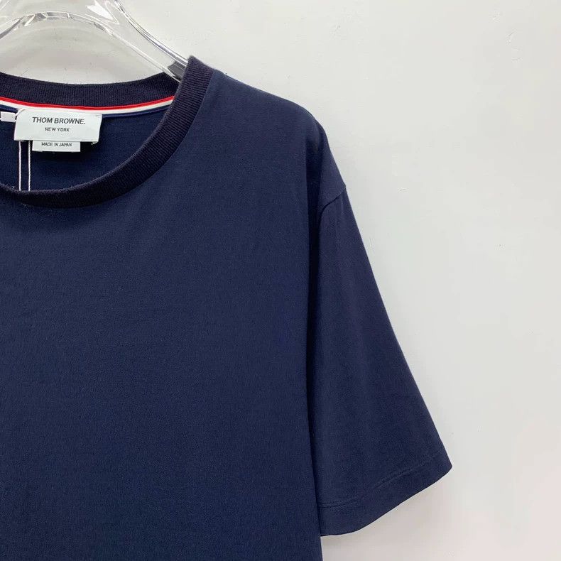 Thom Browne Thom Browne Dark blue cotton round neck short sleeves Size US L / EU 52-54 / 3 - 3 Thumbnail