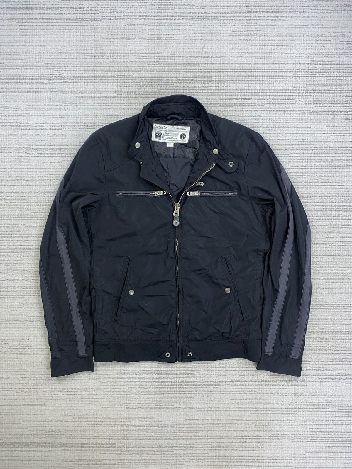 Diesel × Japanese Brand × Vintage Vintage Diesel.Co Slim Stripe Fullzip Biker Jacket Size US M / EU 48-50 / 2 - 7 Thumbnail