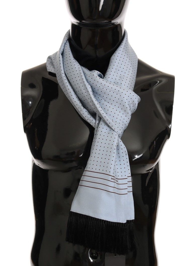 Dolce & Gabbana Elegant Blue Silk Polka Dot Men's Men's Scarf Size ONE SIZE - 1 Thumbnail