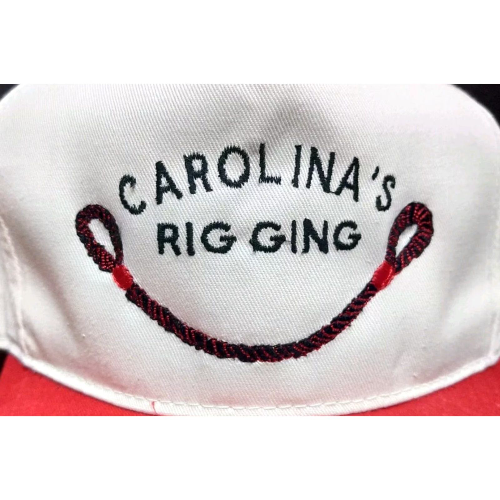 Vintage VINTAGE 80s Carolina's Rigging White Red Snapback Hat Men One Size White Cotton Foam Canvas Adjustable Trucker Hat Fishing Theme 80s Mens Size ONE SIZE - 2 Thumbnail
