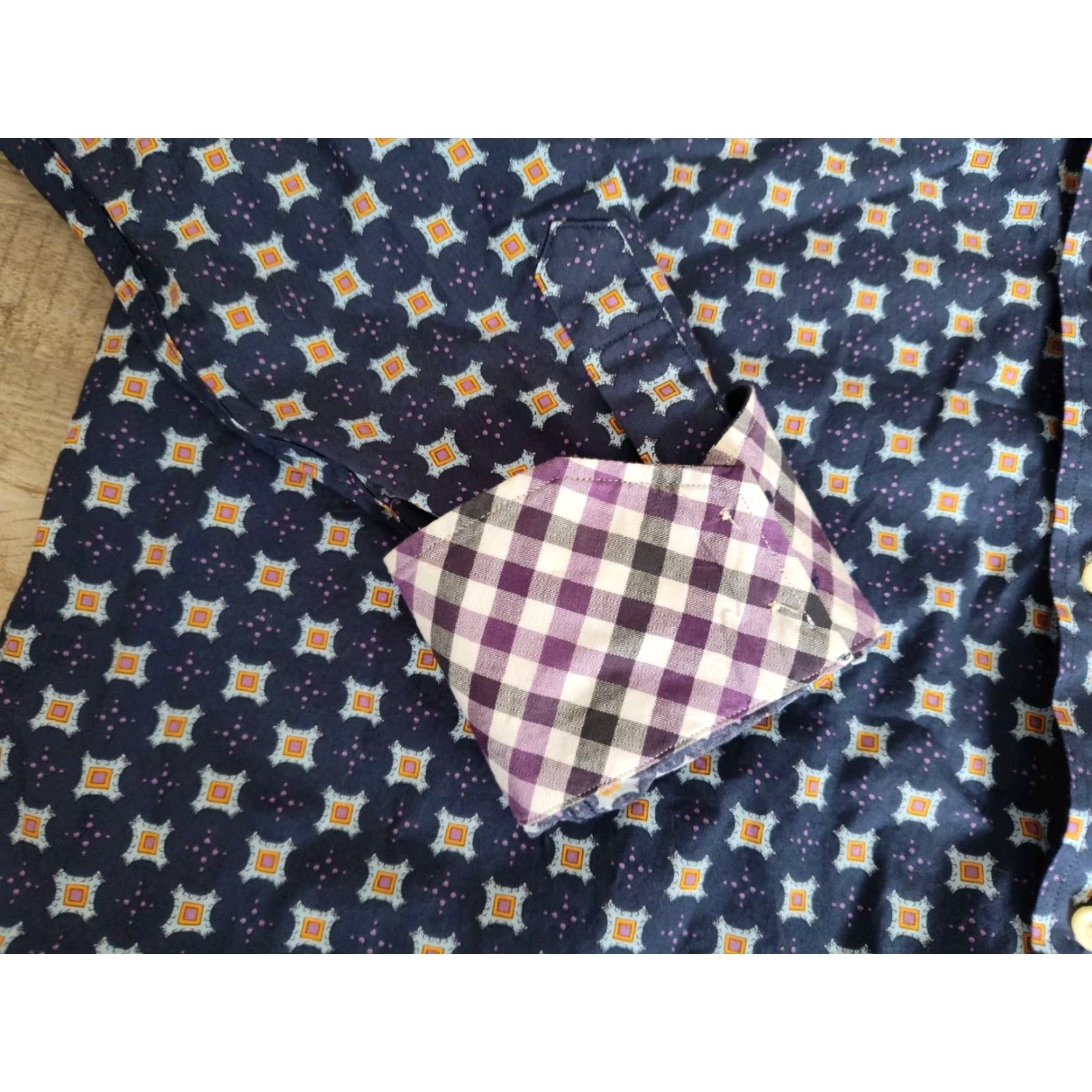 Vintage Vintage Jack Stone Men's Button-Up Shirt Large Blue Orange Geometric Pattern Casual 70s Preppy Two-Tone Size US L / EU 52-54 / 3 - 3 Thumbnail