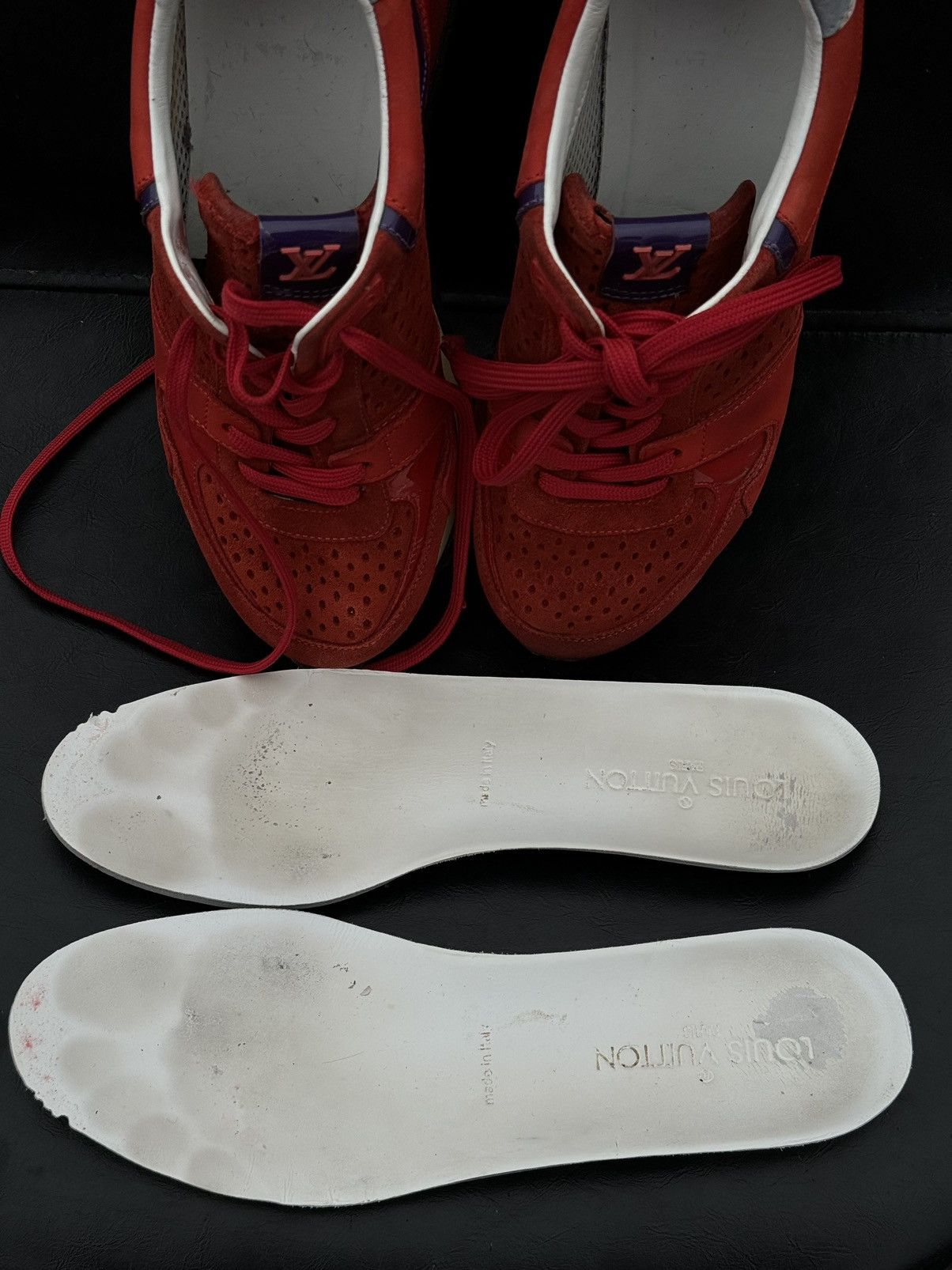 Louis Vuitton Louis Vuitton red suede trainers sneakers Size US 8 / IT 38 - 14 Thumbnail