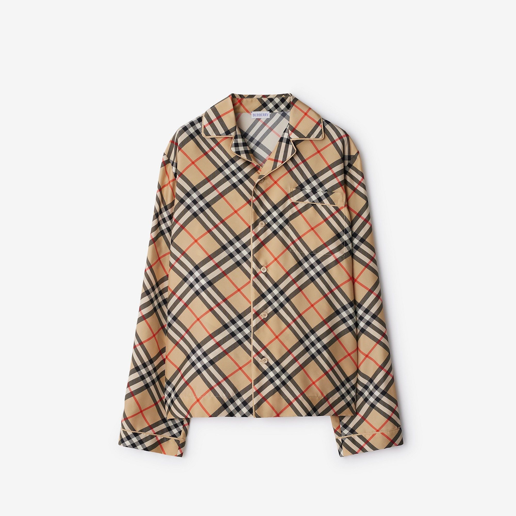 Burberry o1w1db10426 Check Silk Pyjama Shirt in Multicolor Size XL / US 12-14 / IT 48-50 - 1 Thumbnail