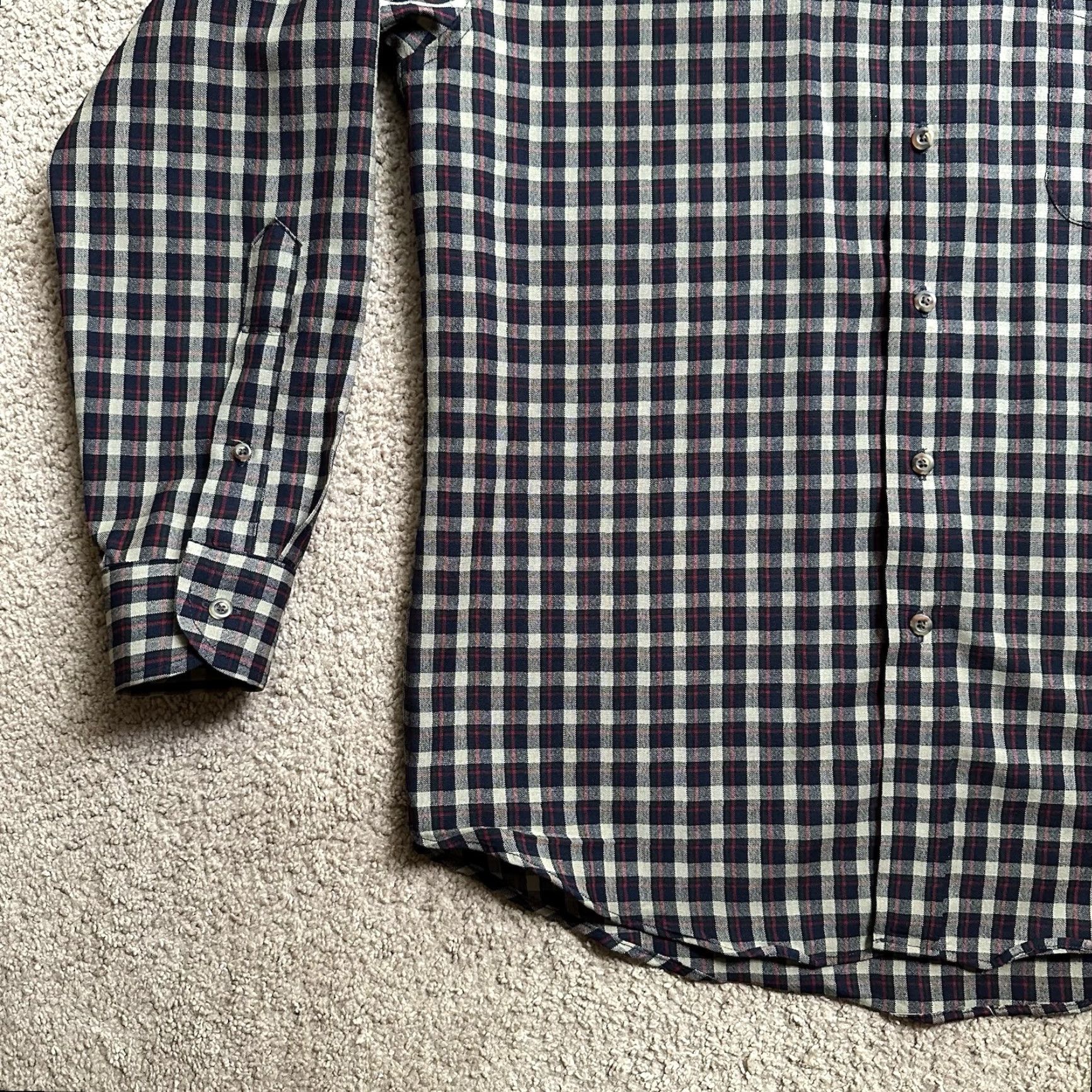 Pendleton Shirt Mens Medium Button-Down 100% Wool Blue Red Tan Checks