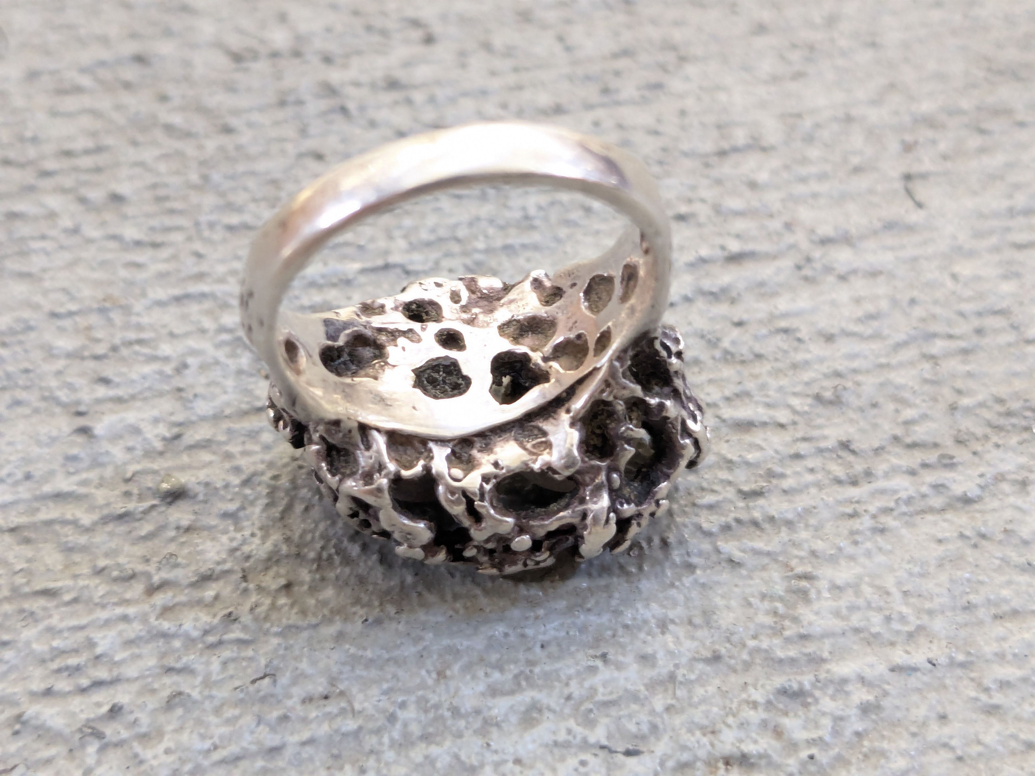 Other Vintage Sterling Silver Ring Pearl Brutalist Modern Abstract Size ONE SIZE - 10 Thumbnail