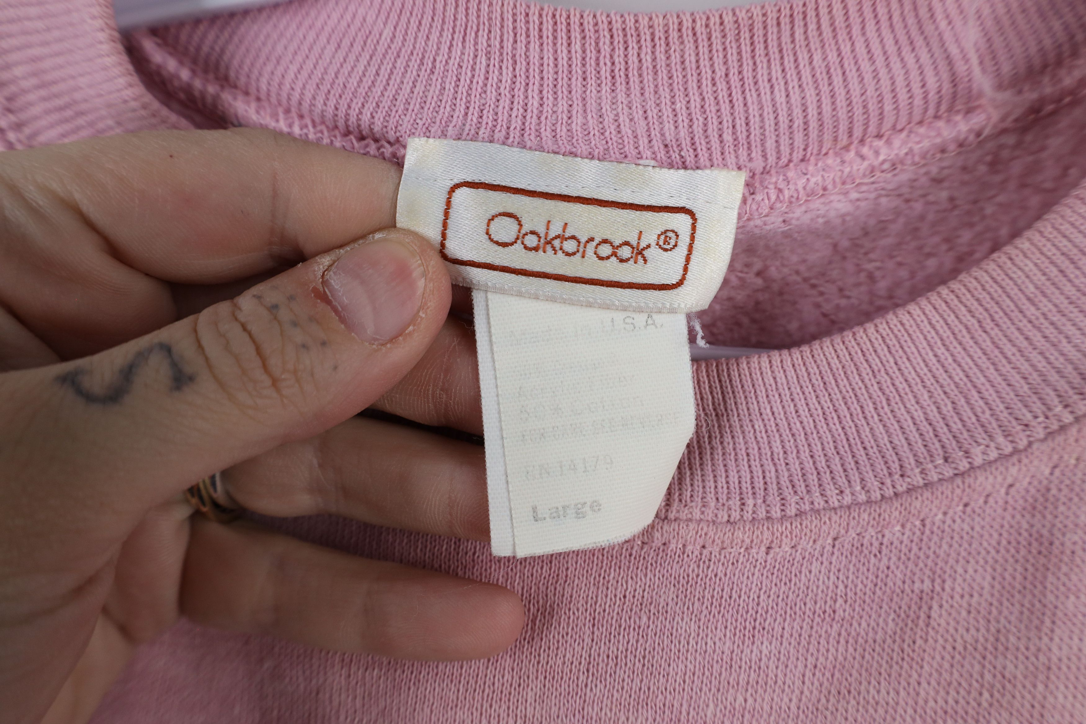 Vintage Vintage 90s Streetwear Seam Short Sleeve Sweatshirt Pink USA Size L / US 10 / IT 46 - 7 Thumbnail