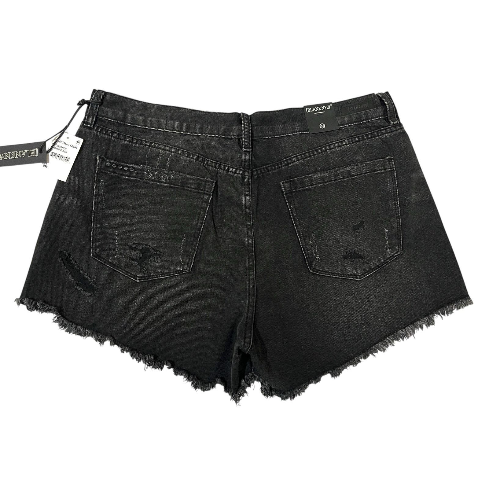 BLANKNYC Washed Black Button Front Distressed Hem High Rise Shorts Size 32" / US 10 / IT 46 - 3 Thumbnail
