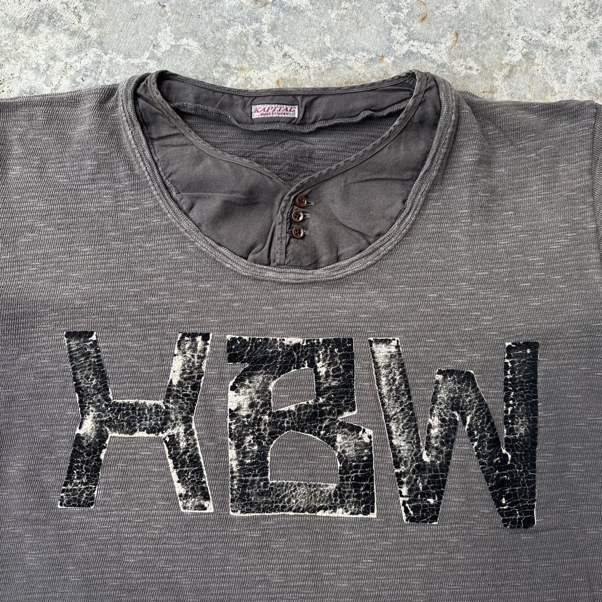 Kapital Kapital XBW layered Sumi ink loopwheel lettered Henley tee Size US M / EU 48-50 / 2 - 1 Thumbnail