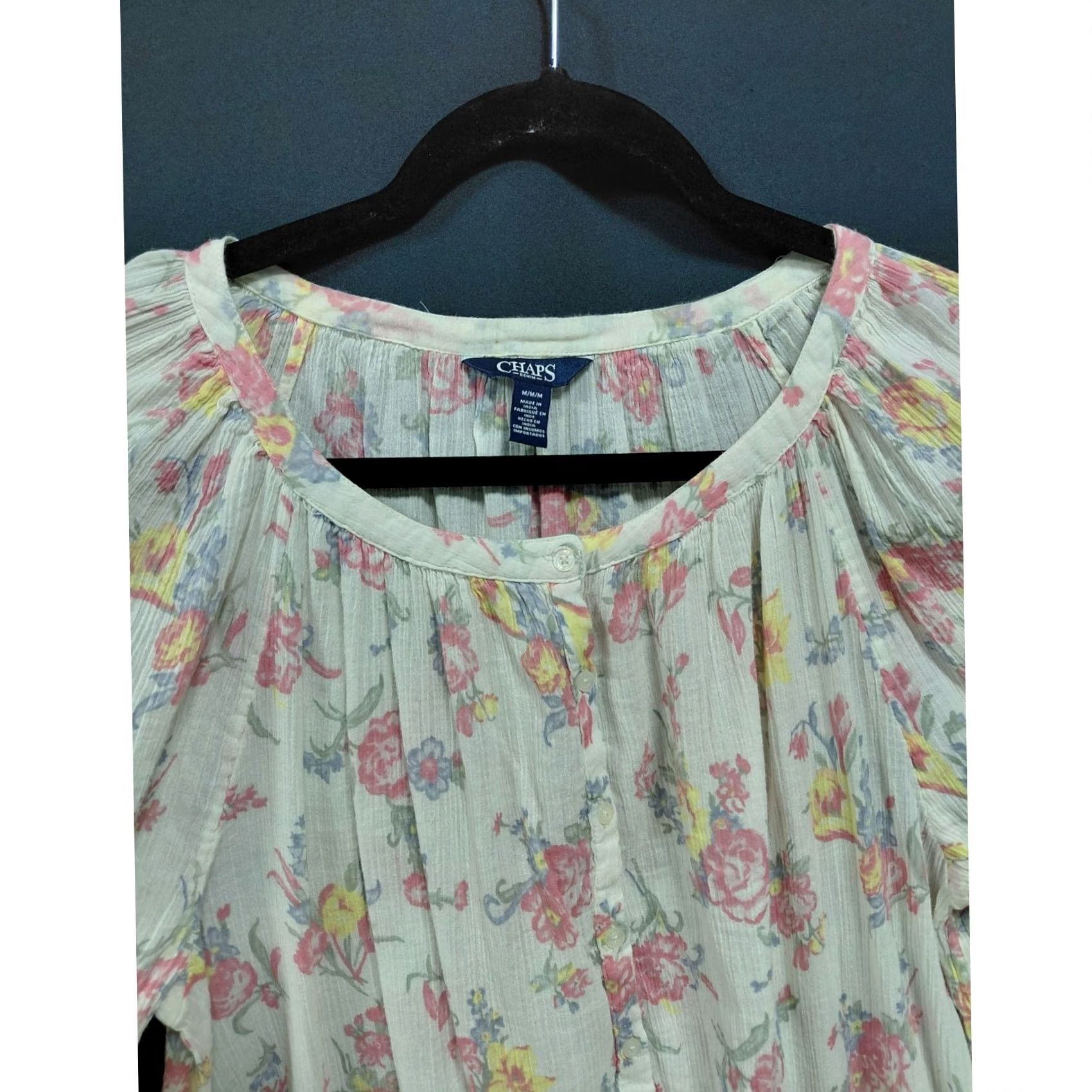 Chaps Chaps Blouse Pink 3/4 Sleeve Scoop Neck Women Size M Regular Floral Polyester Lightweight Work casual Size M / US 6-8 / IT 42-44 - 3 Thumbnail