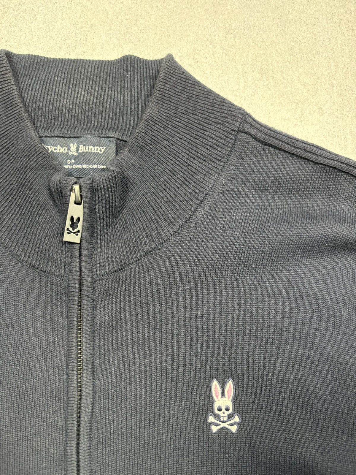Psycho Bunny Psycho Bunny Navy Zip Up Merino Wool Cotton Knit Jacket M-L Size US L / EU 52-54 / 3 - 6 Thumbnail