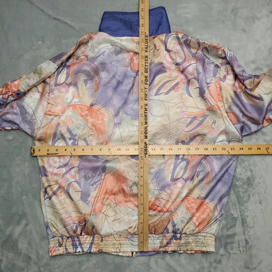 Etro VINTAGE Janeve Jacket Womens M Windbreaker 90s Retro Abstract Outerwear Y2K Purple Zip Pocket Lightweight Polyester Blend Size M / US 6-8 / IT 42-44 - 7 Thumbnail
