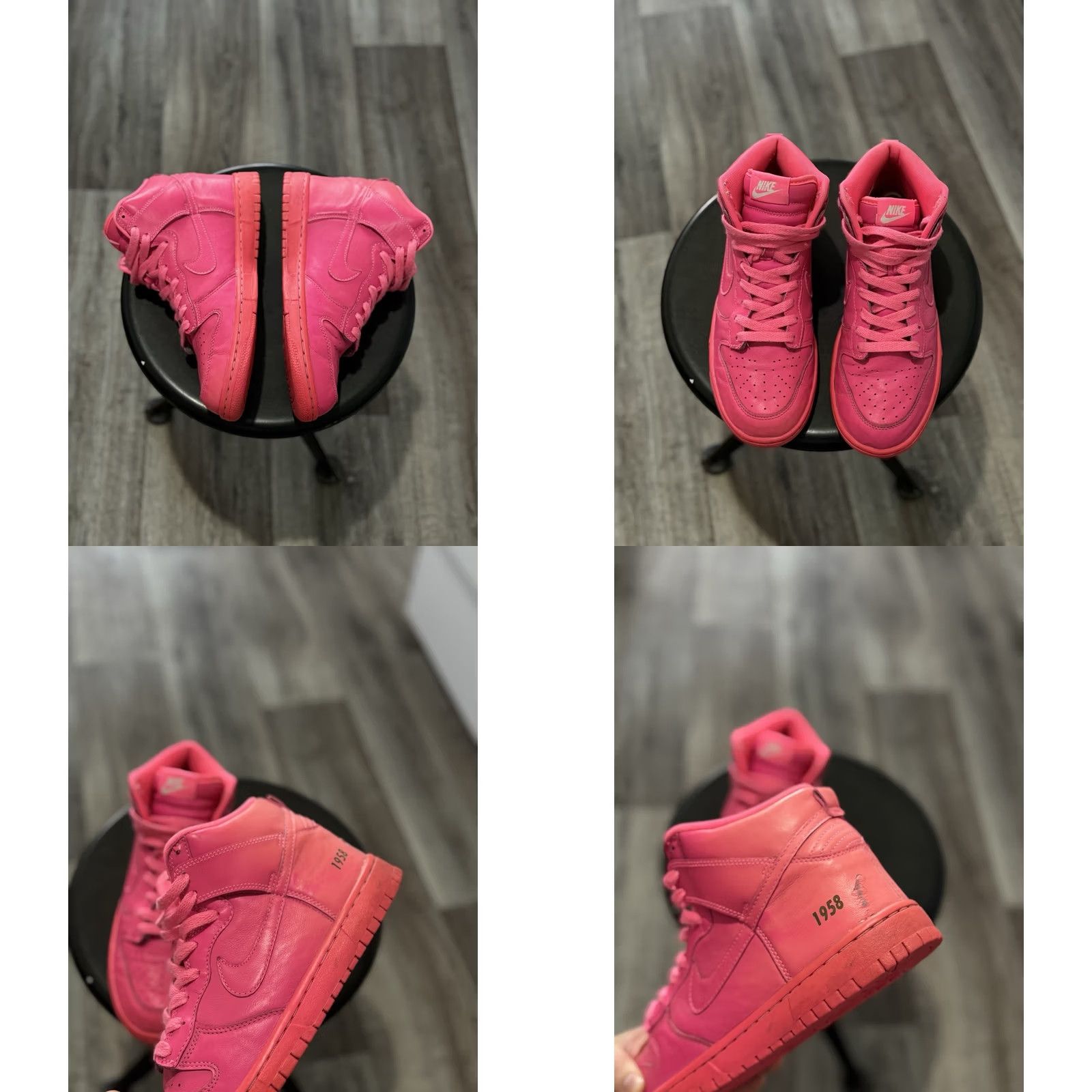 Nike VINTAGE Nike Dunk High Sneakers Pink Leather 1958 90s Womens Size 9 High-Top Leather Dunk High Nike Dunk High Limited Edition Cru Size US 9 / IT 39 - 8 Thumbnail