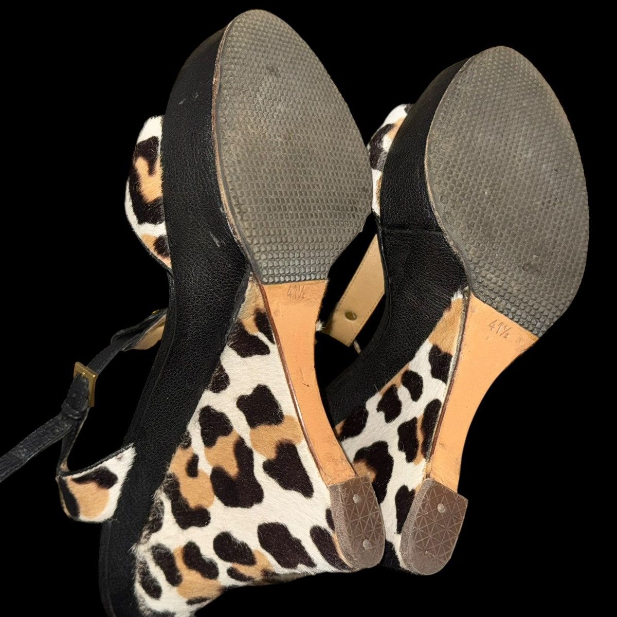 Giovanni Valentino Valentino Garavani Leopard Pony Hair Wedge Sandals Size US 11.5 / IT 41.5 - 5 Thumbnail