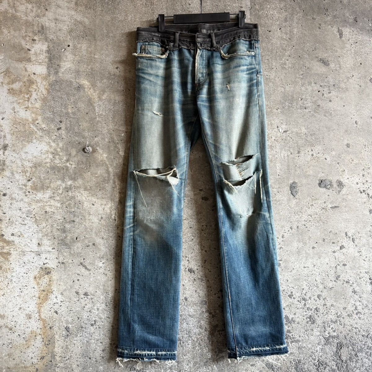 Dior Dior Homme THRASHED AW06 Cummerbund Denim By Hedi Slimane Size US 31 - 1 Thumbnail
