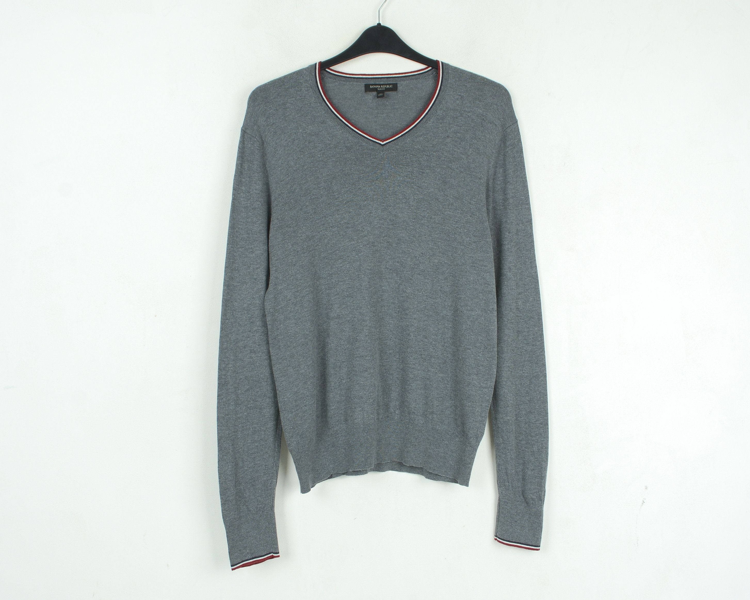 Banana Republic Slim Fit Knit M Sweater Grey Jumper Pullover Size US M / EU 48-50 / 2 - 1 Thumbnail