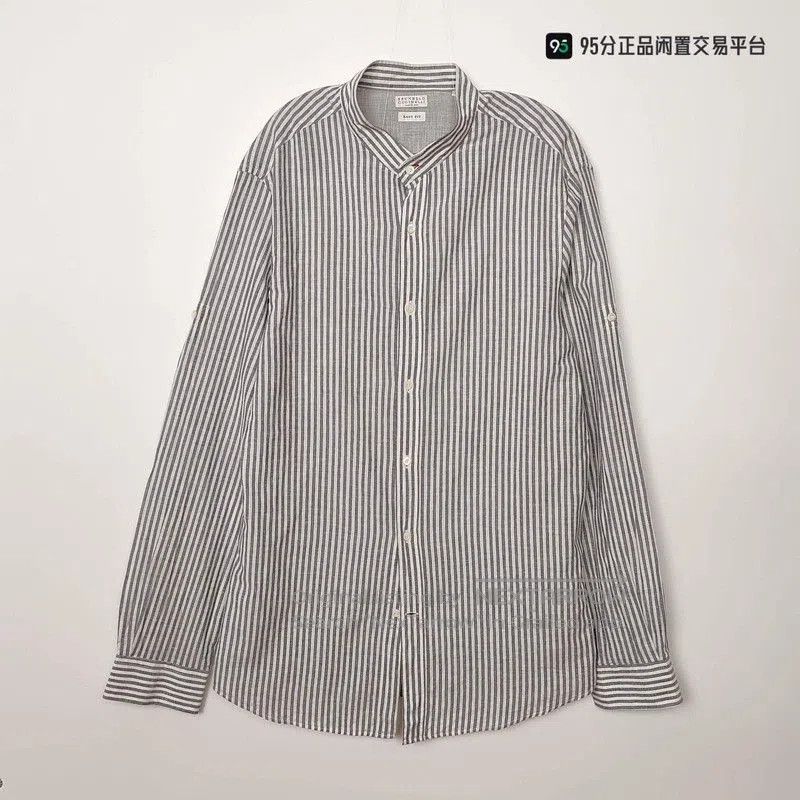 Brunello Cucinelli Brunello Cucinelli Linen Striped Unisex Shirt. Size US M / EU 48-50 / 2 - 1 Thumbnail