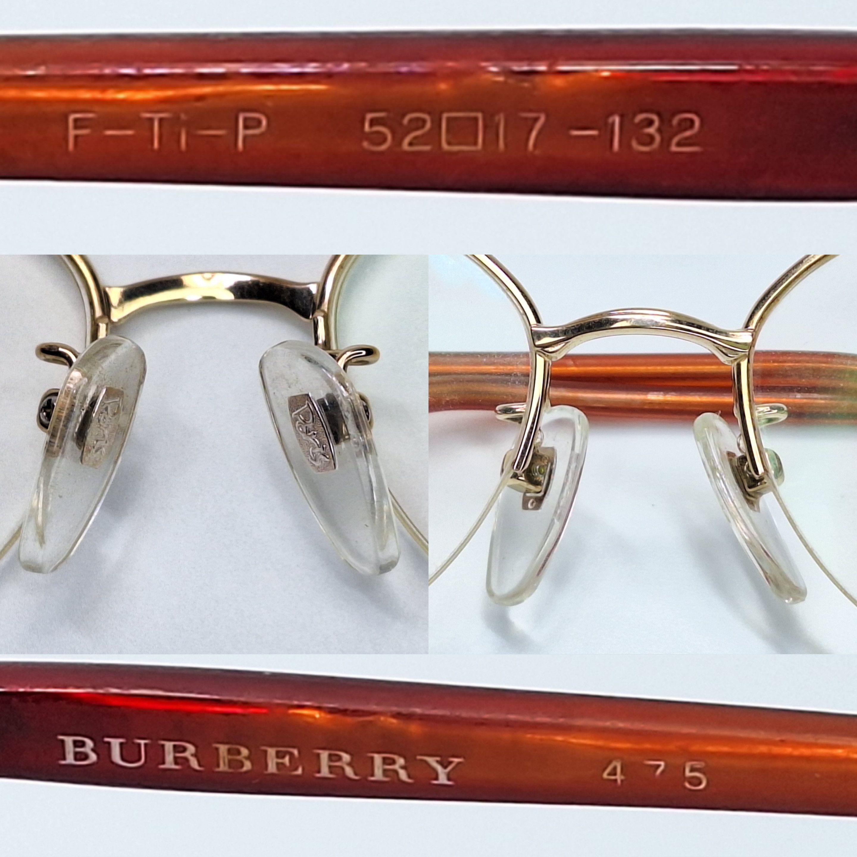Burberry Burberry 475 Gold Pure Titanium Semi-Rimless Eyeglass Size ONE SIZE - 8 Thumbnail