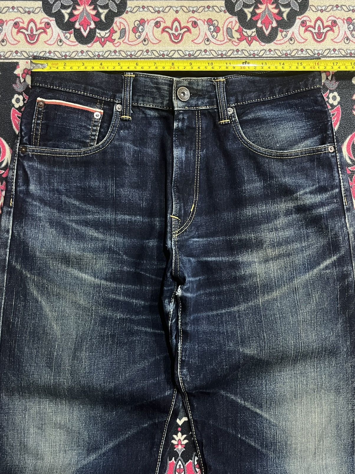 Kapital ⚡️Vintage⚡️Edwin 505Z Blue Washed Buckle Back Selvedge Jeans Size US 30 / EU 46 - 19 Thumbnail