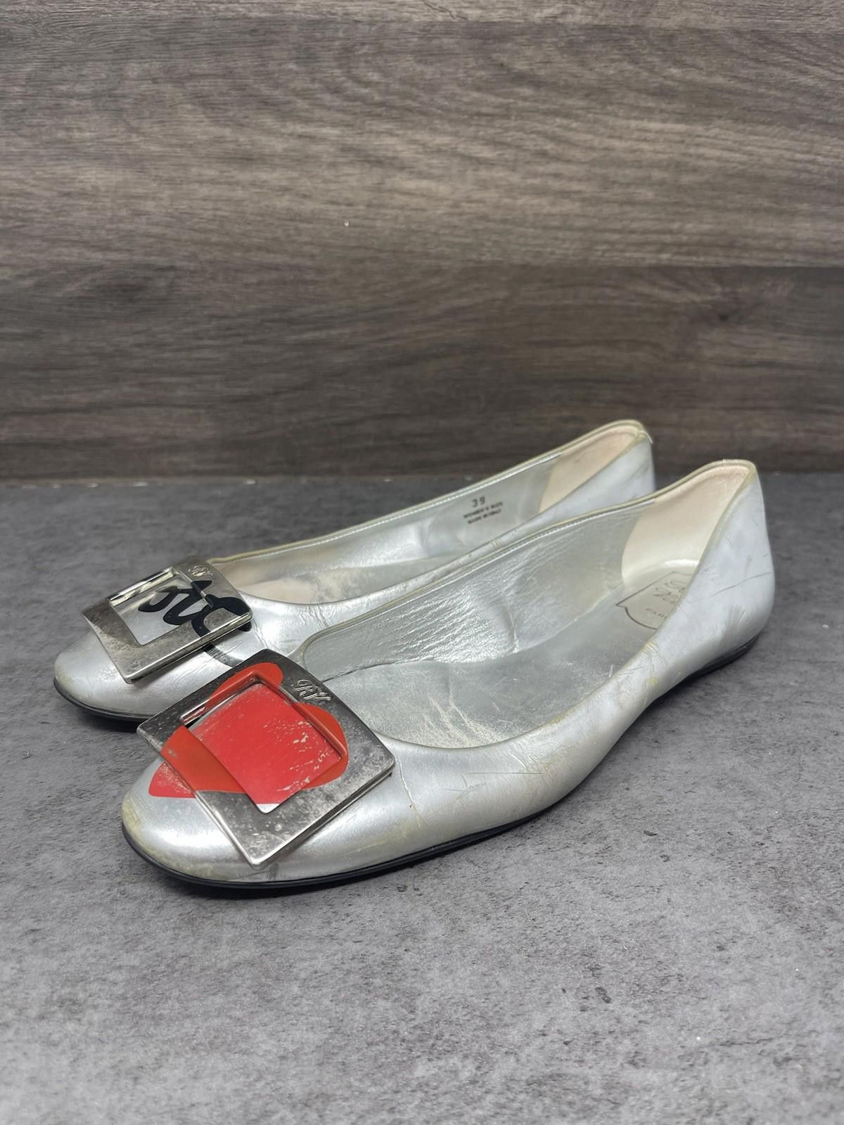 Other Roger Vivier Gommette Love Flats Womens Size 8 (39) Silver Size US 8 / IT 38 - 1 Thumbnail