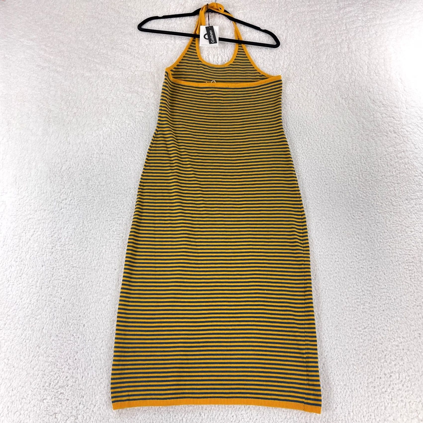 Vintage Callahan Nicky Halter Dress Womens Small Yellow Blue Stripe Knit Casual Pullover Dress Size S / US 4 / IT 40 - 6 Thumbnail