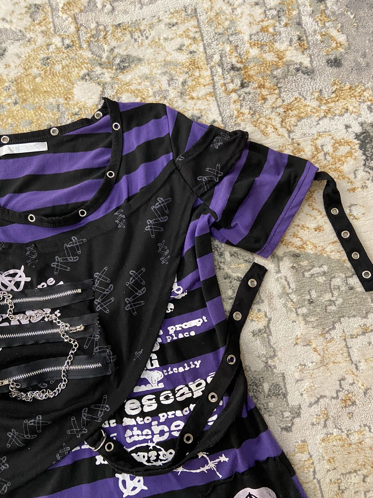 AC/DC × If Six Was Nine × Japanese Brand PUNK GOTHIC HORIZONTAL STRIPED SHIRT Size S / US 4 / IT 40 - 3 Thumbnail