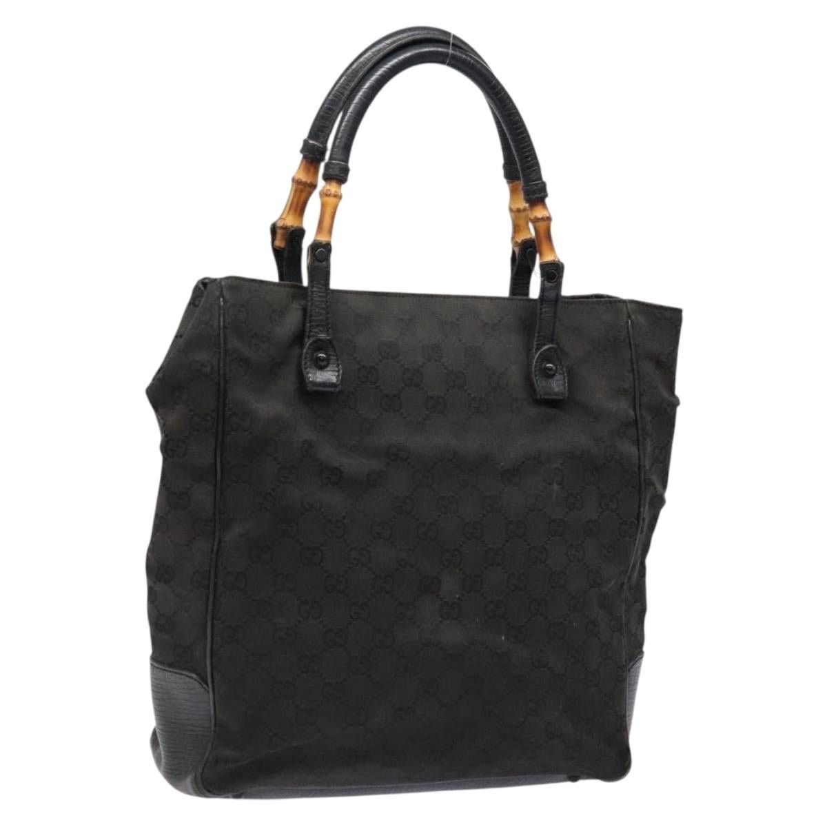 GUCCI Bamboo GG Canvas Hand Bag Black