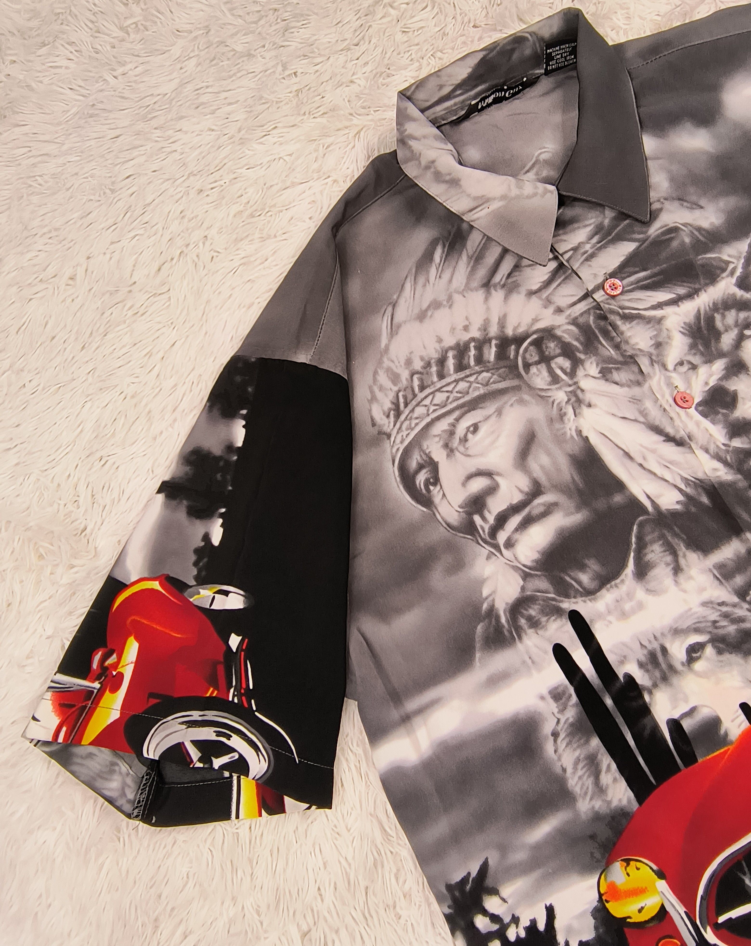Vintage Vintage indian wolf hot rider 90s button up shirt Size US L / EU 52-54 / 3 - 4 Thumbnail