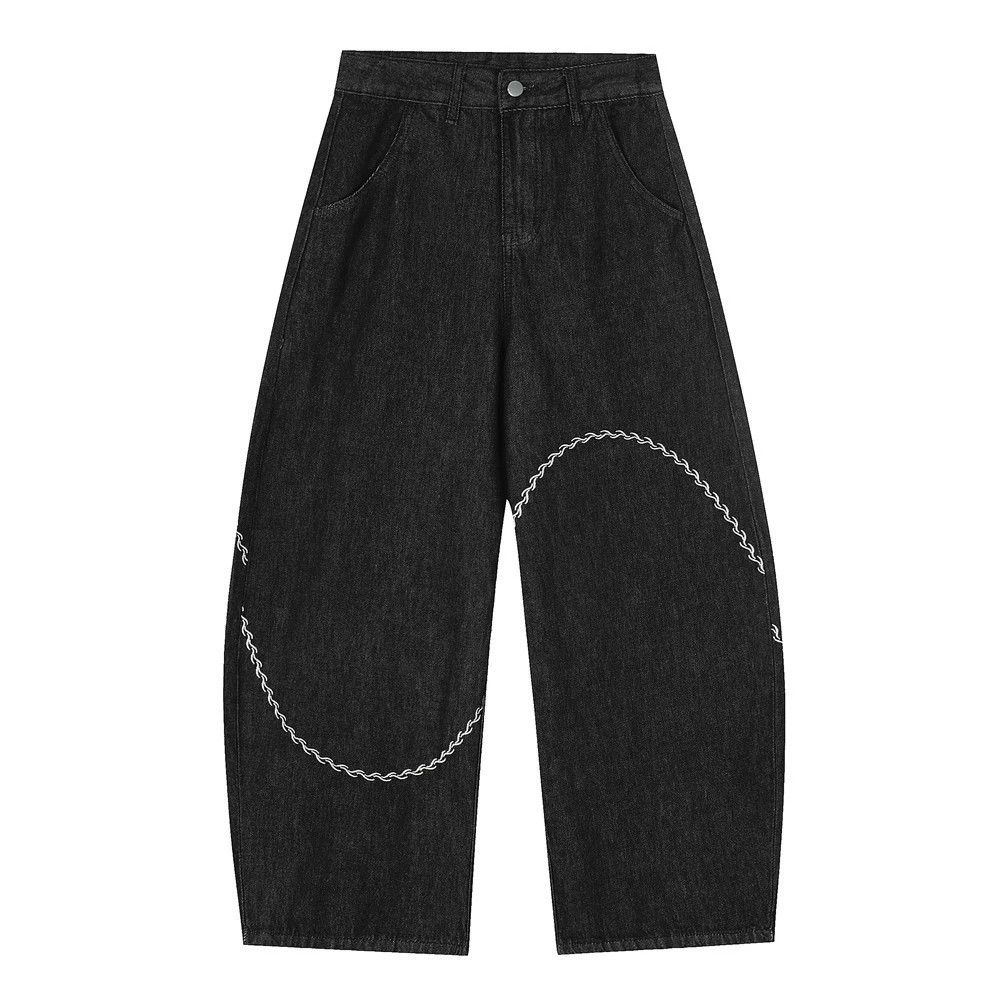 Vintage Men's irregular embroidery casual loose scimitar jeans Size US 32 / EU 48 - 1 Thumbnail