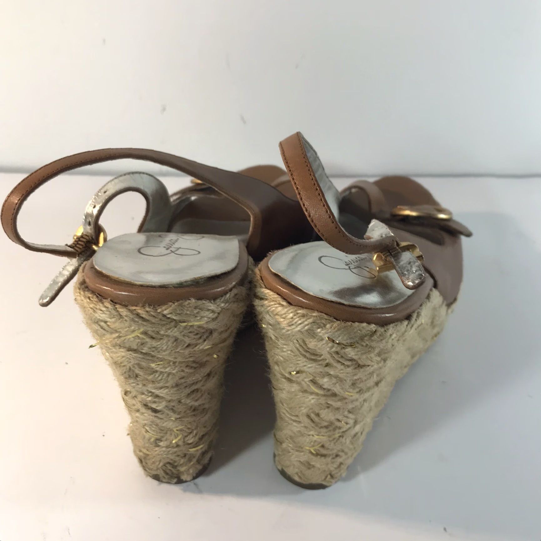 Jessica Simpson Jessica Simpson Gauma Brown Leather Slingback Wedge Slides Womens Size 10B 5in Ultra High Size US 10 / IT 40 - 3 Thumbnail