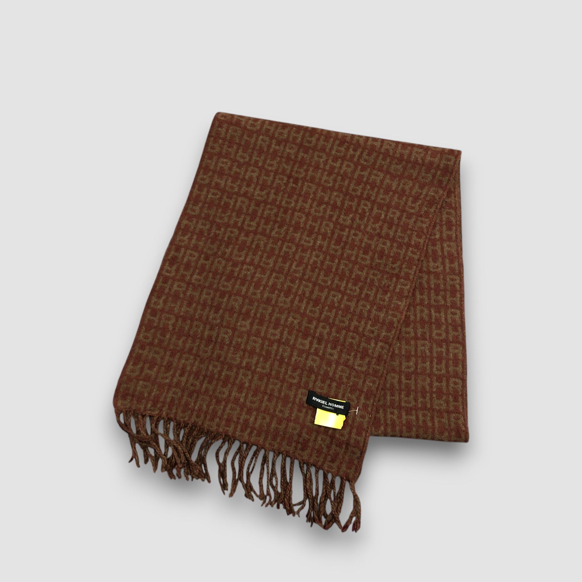 Sonia Rykiel Vintage Rykiel Homme Scarf RR Monogram Muffler Wool Scarves Size ONE SIZE - 3 Thumbnail