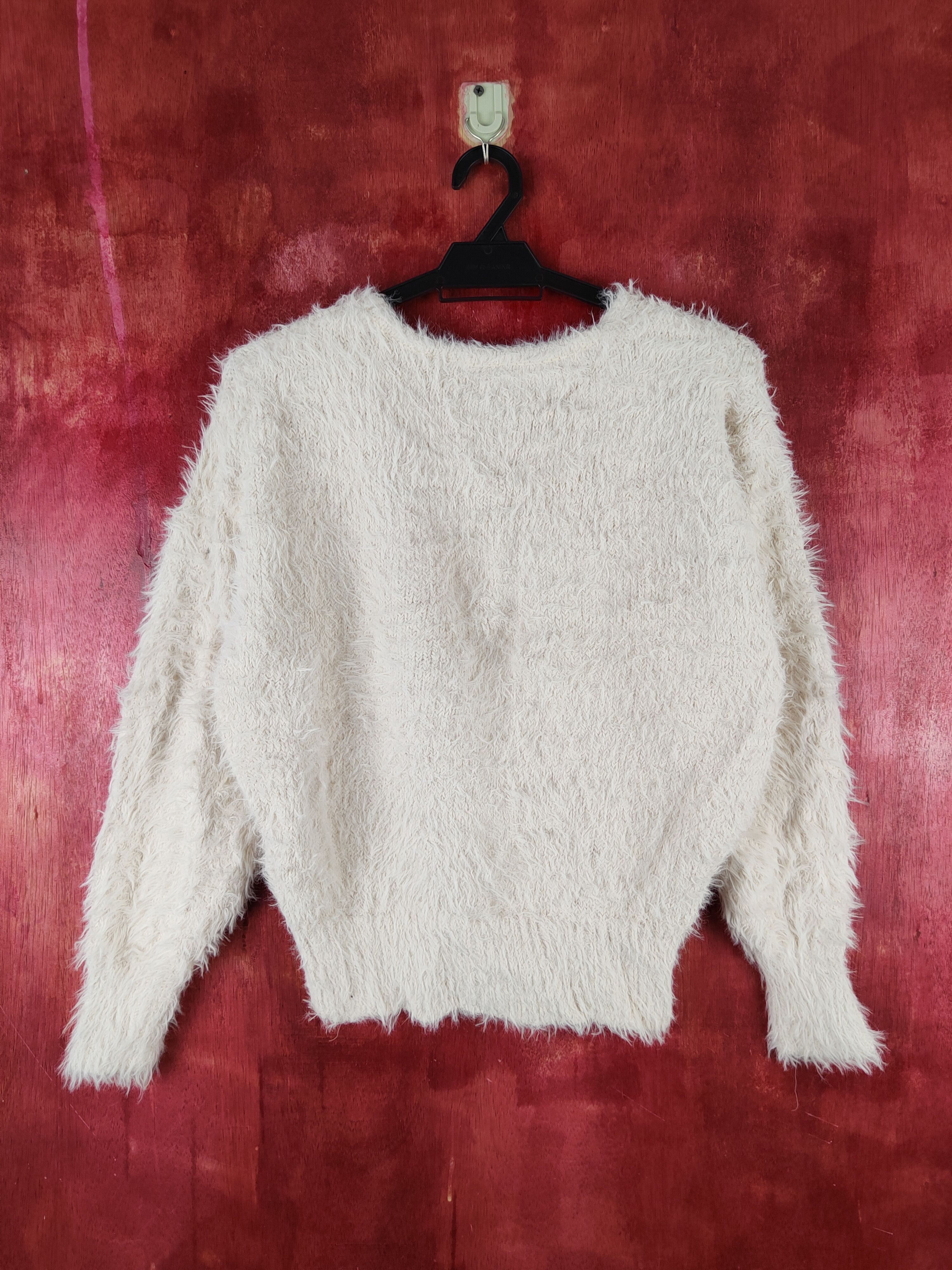 GU GU Cream Shag Shaggy Fur Mohair Knitwear #S2181 Size S / US 4 / IT 40 - 7 Thumbnail