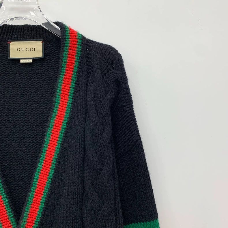 Gucci GucciBlack striped wool single-breasted long-sleeved knitte Size US XXL / EU 58 / 5 - 3 Thumbnail