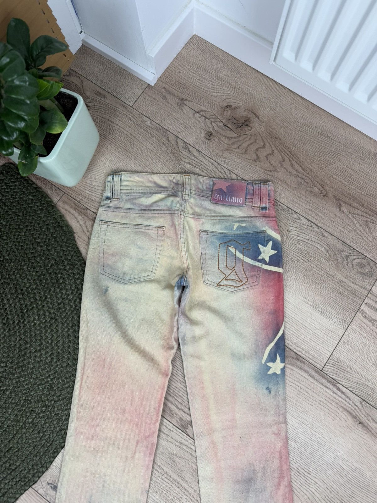 John Galliano Galliano Y2K 00s Flag Jeans Size 26" / US 2 / IT 38 - 12 Thumbnail