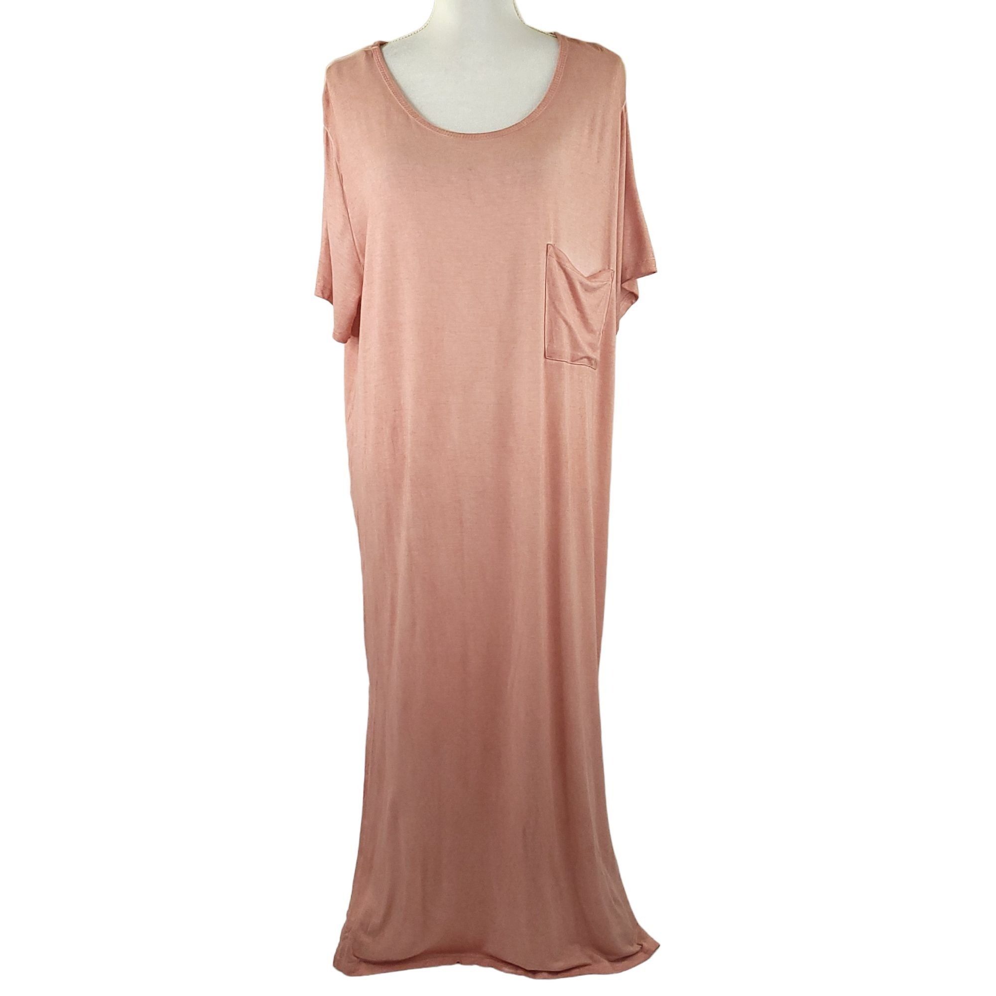 Other Umgee Pink Maxi Dress L Side Slit Short Sleeve Scoop Neck Size L / US 10 / IT 46 - 3 Thumbnail