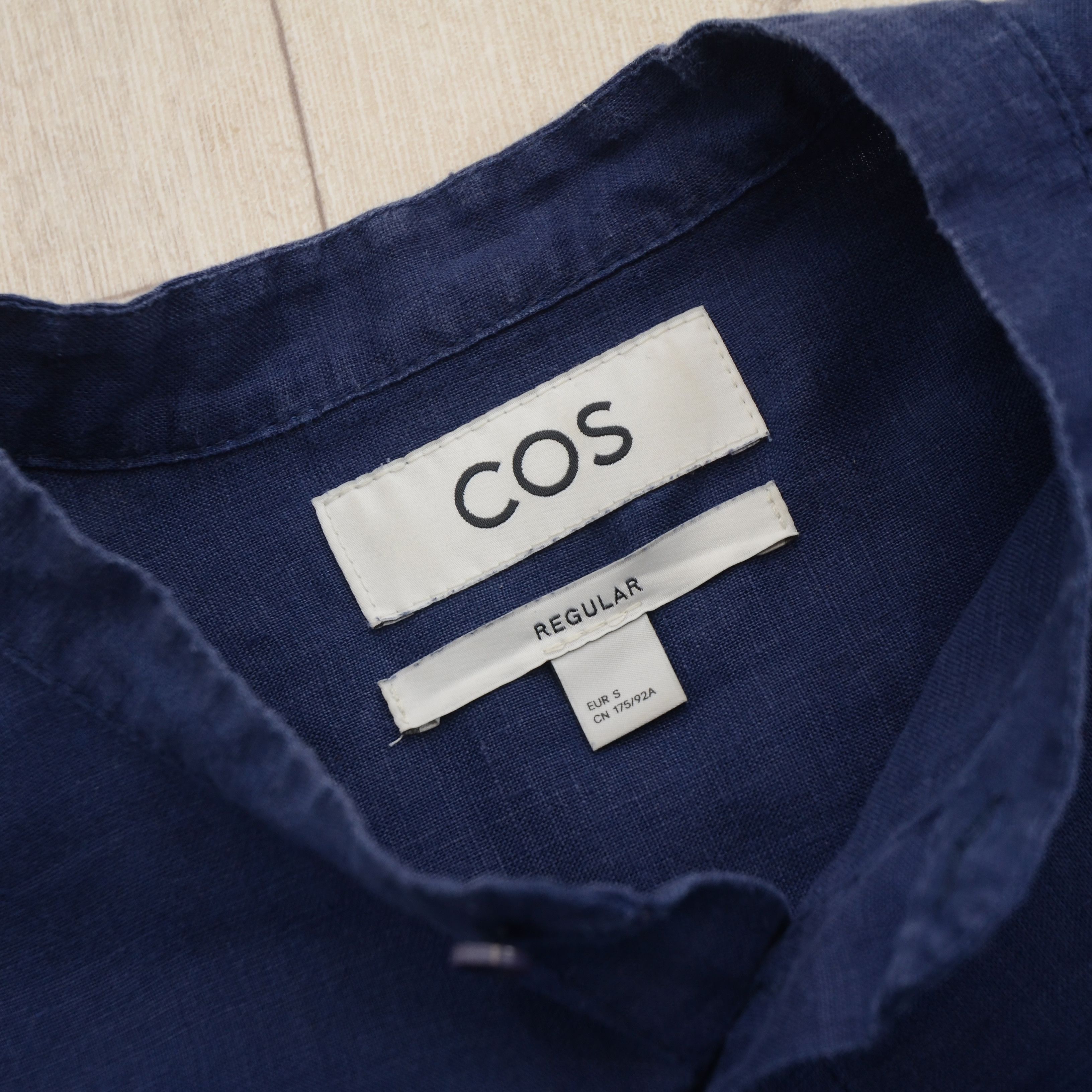 Cos COS Mandarin Collar Hemp Shirt Navy Blue Size S Sustainable Size US S / EU 44-46 / 1 - 7 Thumbnail