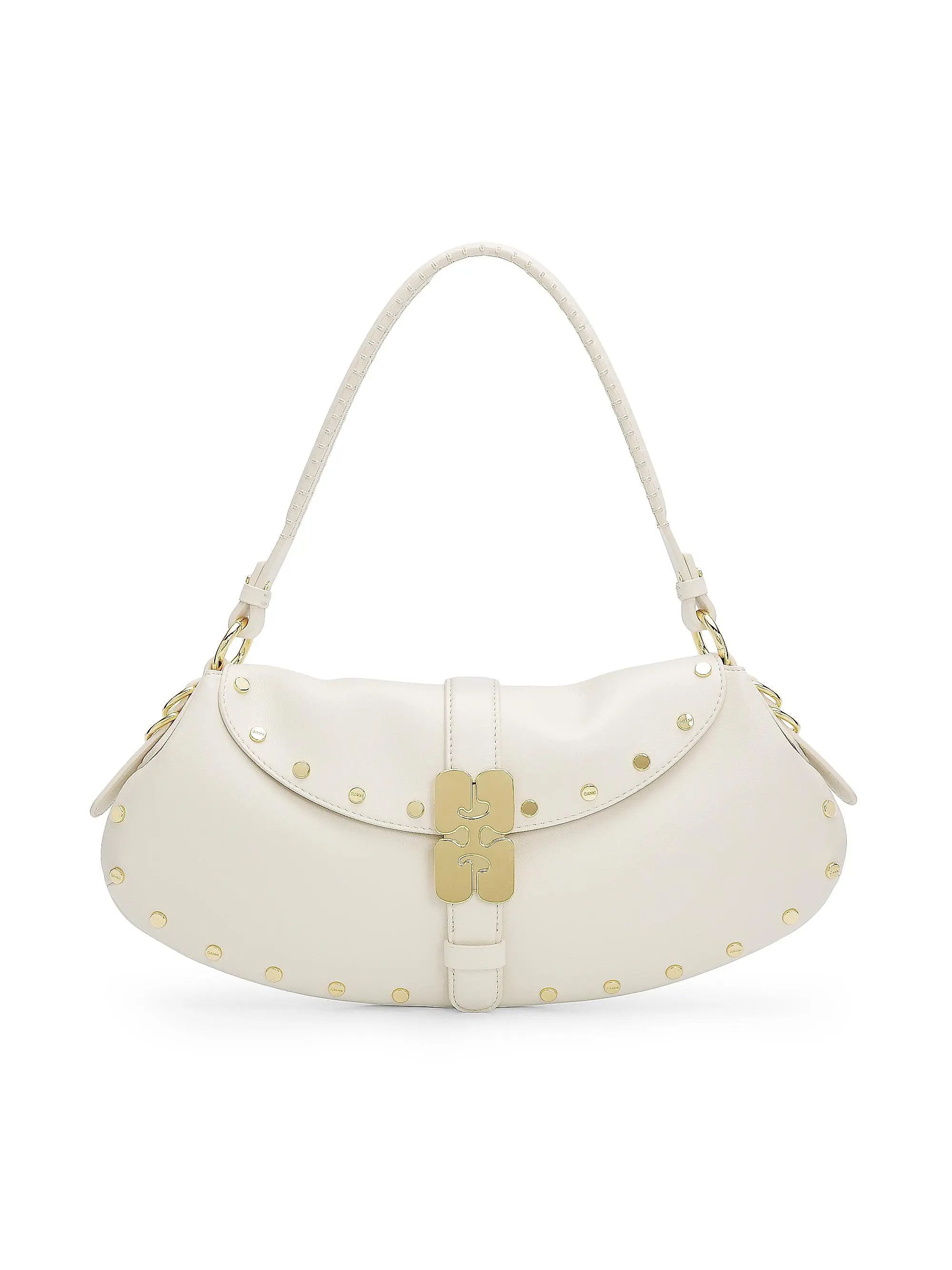 Ganni os11x0526 Size: OS / Kat Studded Shoulder Bag in Ivory Size ONE SIZE - 1 Thumbnail