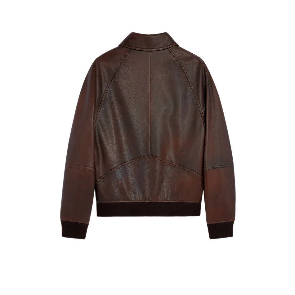 Celine CELINE $6900 Dark Brown Natural Leather Bomber Jacket New & Size US M / EU 48-50 / 2 - 2 Thumbnail