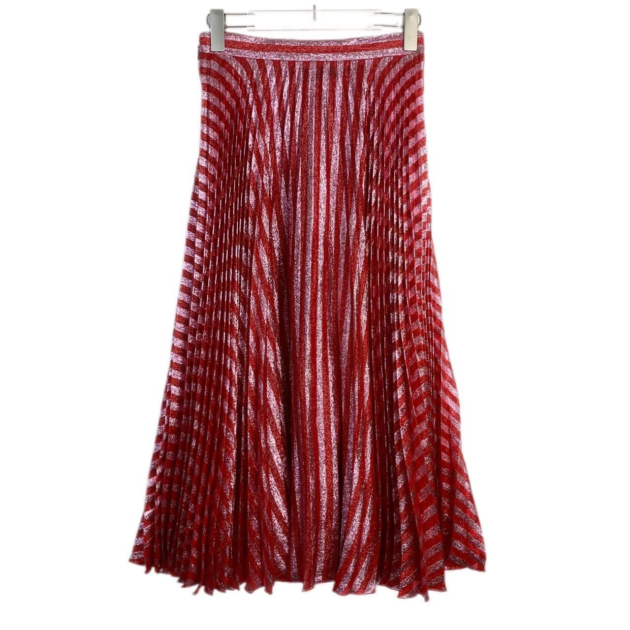 Gucci Gucci Red & Silver Striped Pleated Midi Skirt Womens Size S Size 27" / US 4 / IT 40 - 2 Thumbnail