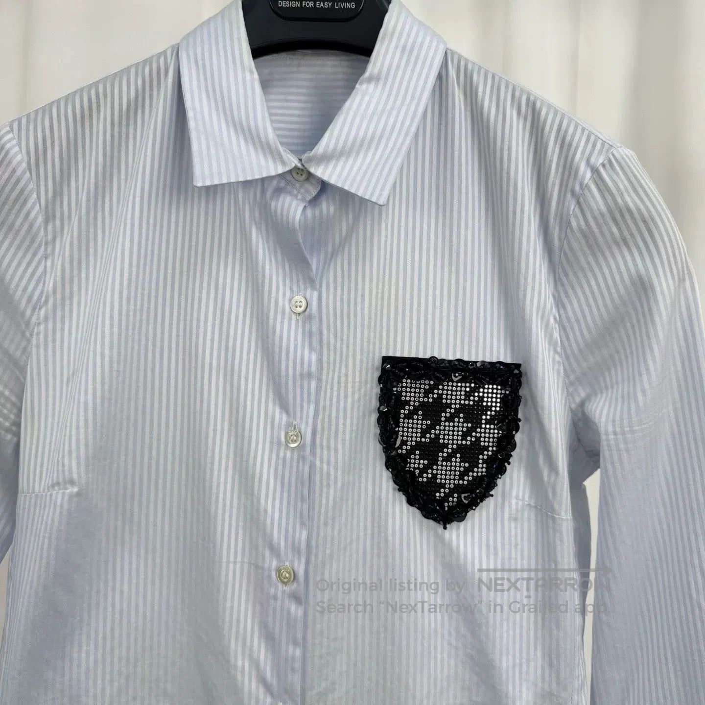 Dior Dior Blue Striped Shirt with Beaded Badge. Size S / US 4 / IT 40 - 3 Thumbnail
