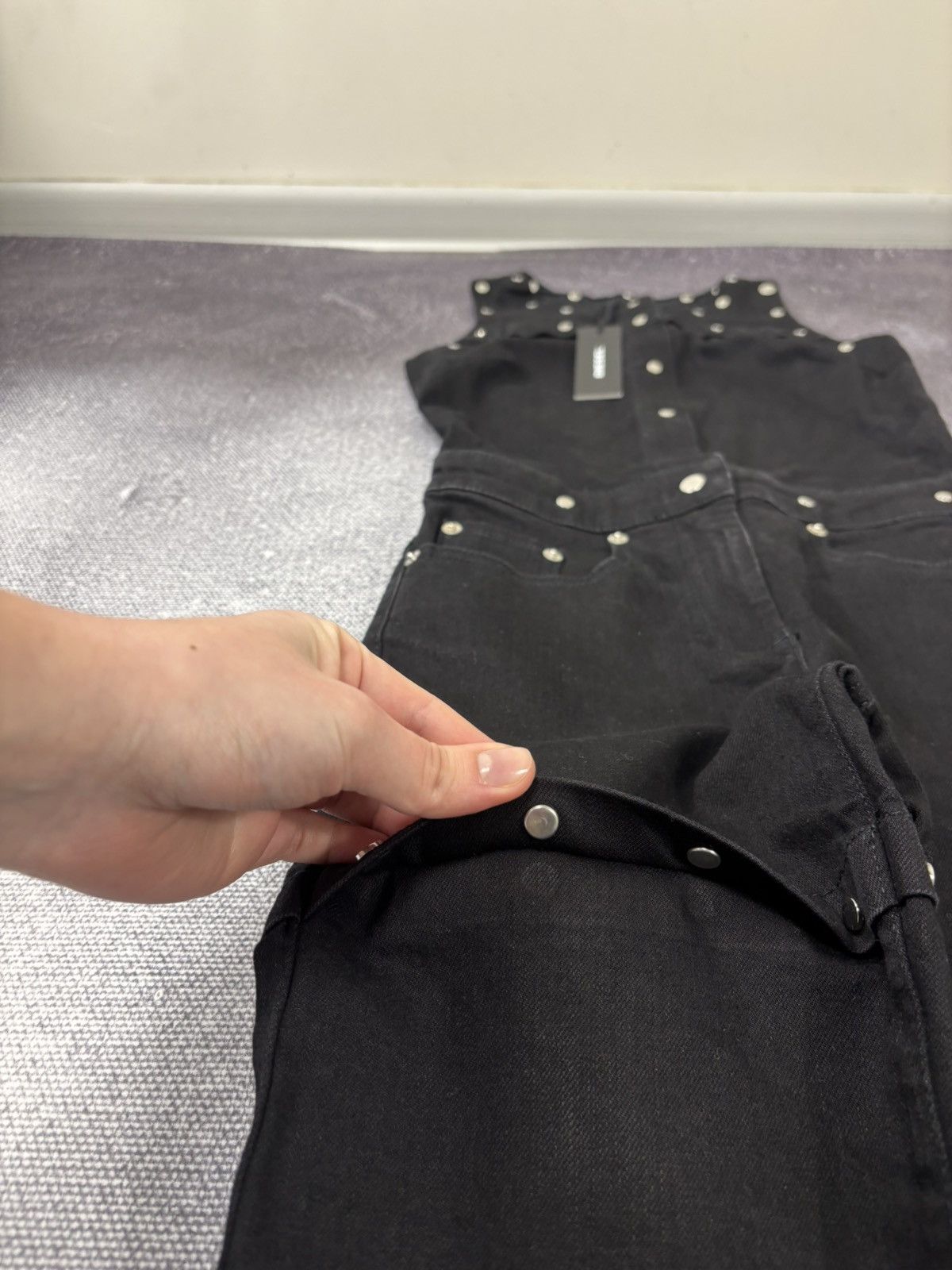 Diesel Diesel De-Berry Tuta NWT Women’s Black Studded Jumpsuit Size 24" / US 00 / IT 34 - 5 Thumbnail